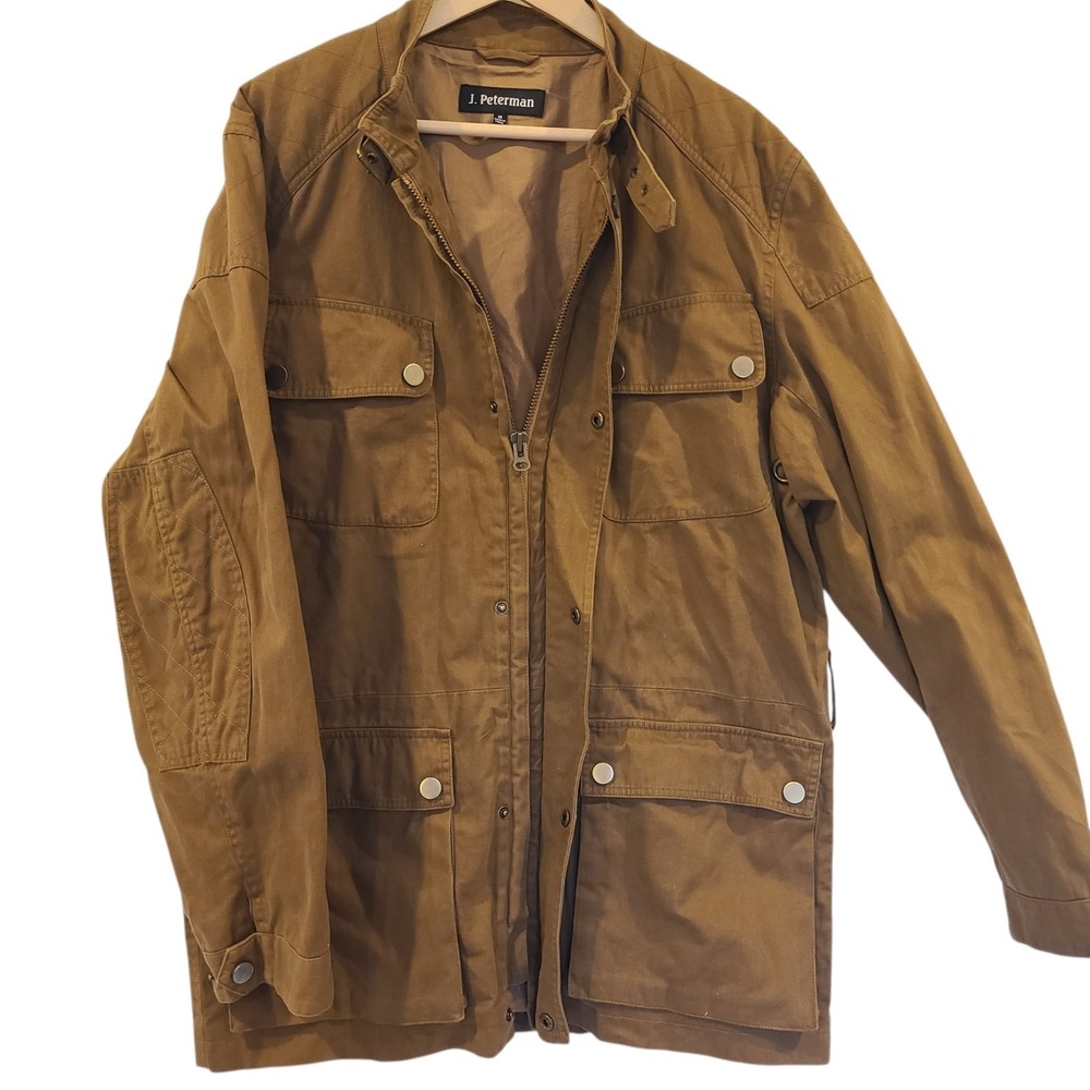 J. Peterman Brown Field Military Utility Barn‎ Chore Jacket Men's Medium Zip - Picture 2 of 11